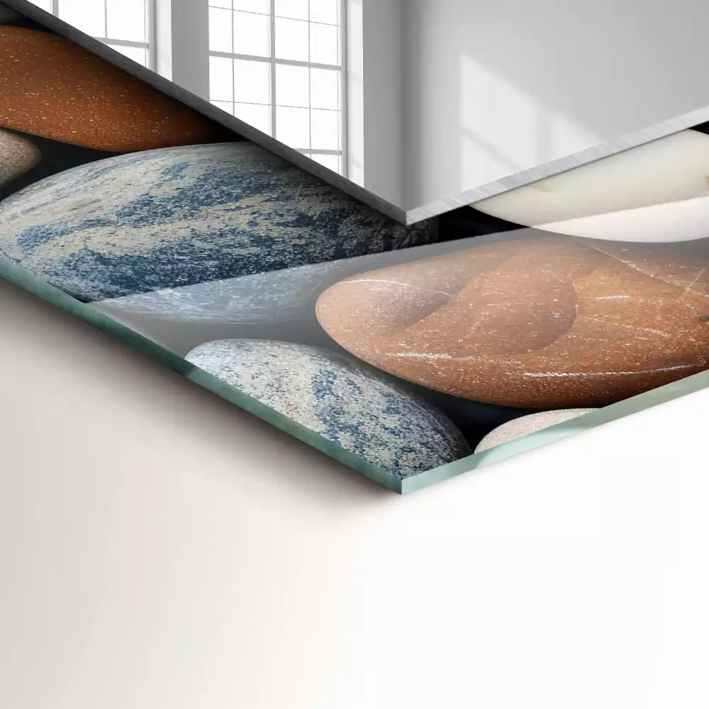 Bedrukte rechthoekige spiegel Gekleurde gladde stenen