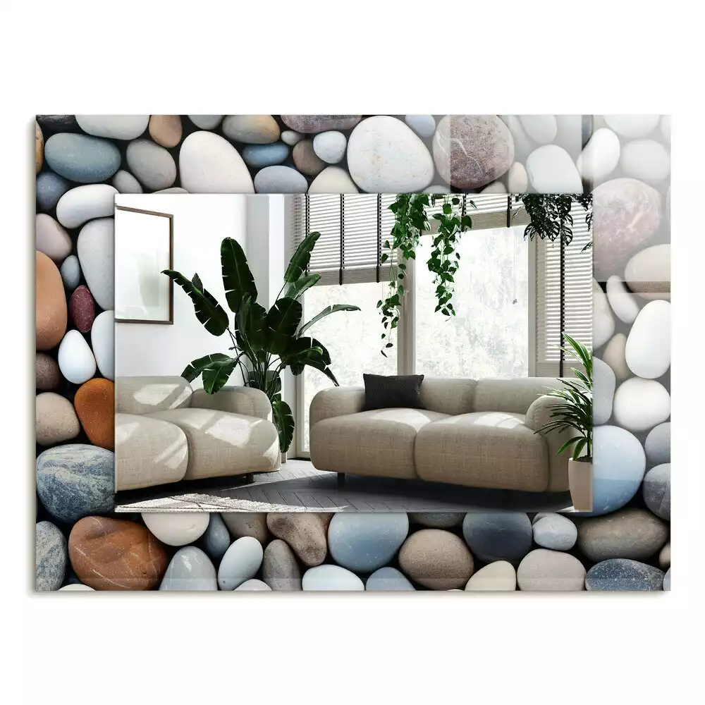 Bedrukte rechthoekige spiegel Gekleurde gladde stenen