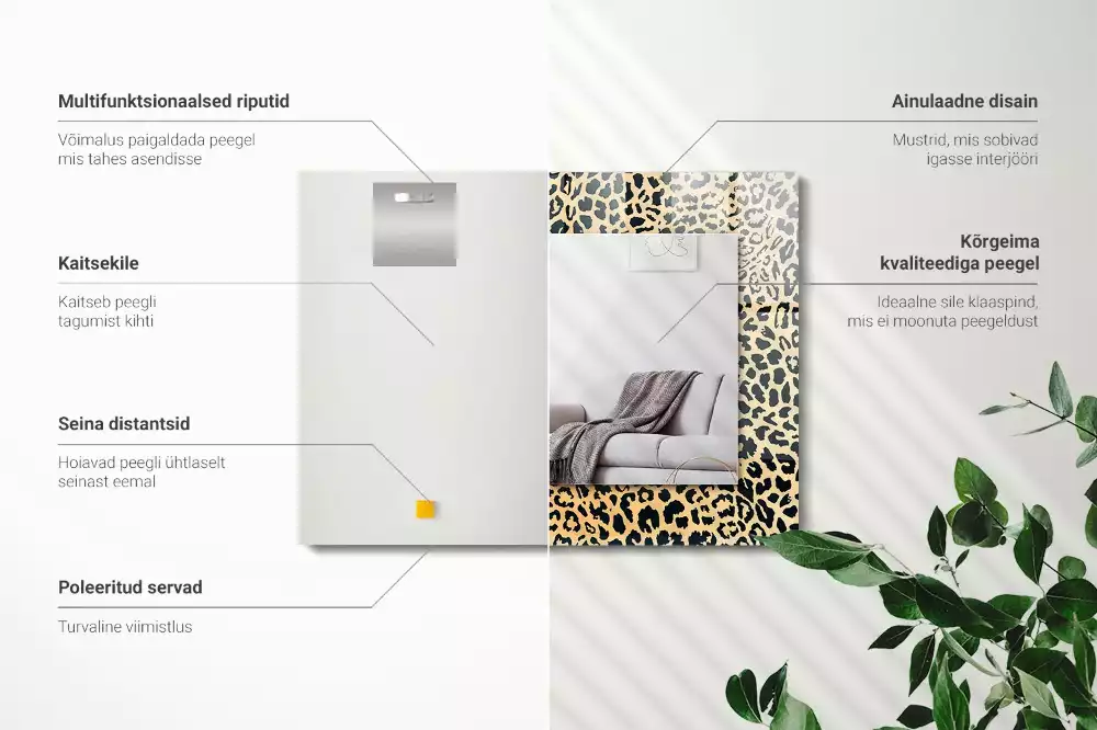 Rechthoekige spiegel met bedrukte lijst Luipaardpanter