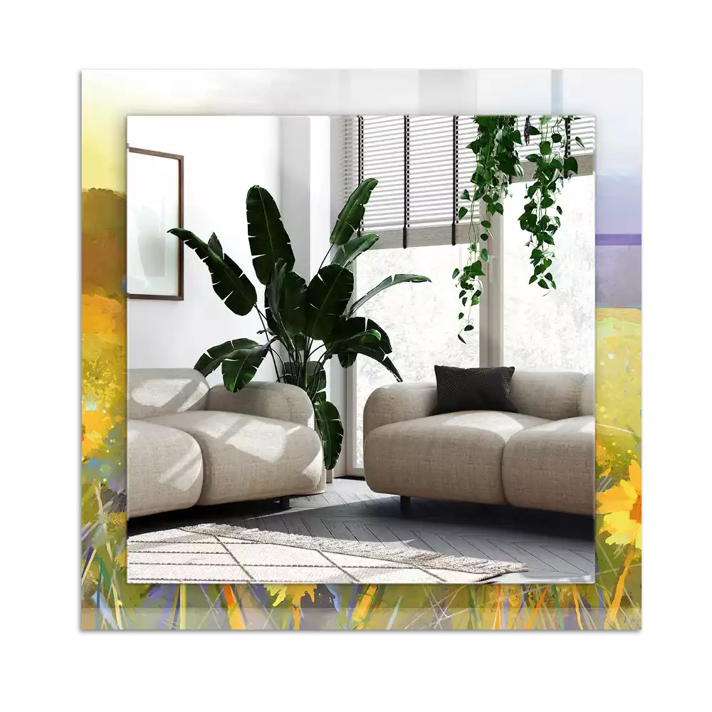 Rechthoekige spiegel met decoratie Zonnebloemveld
