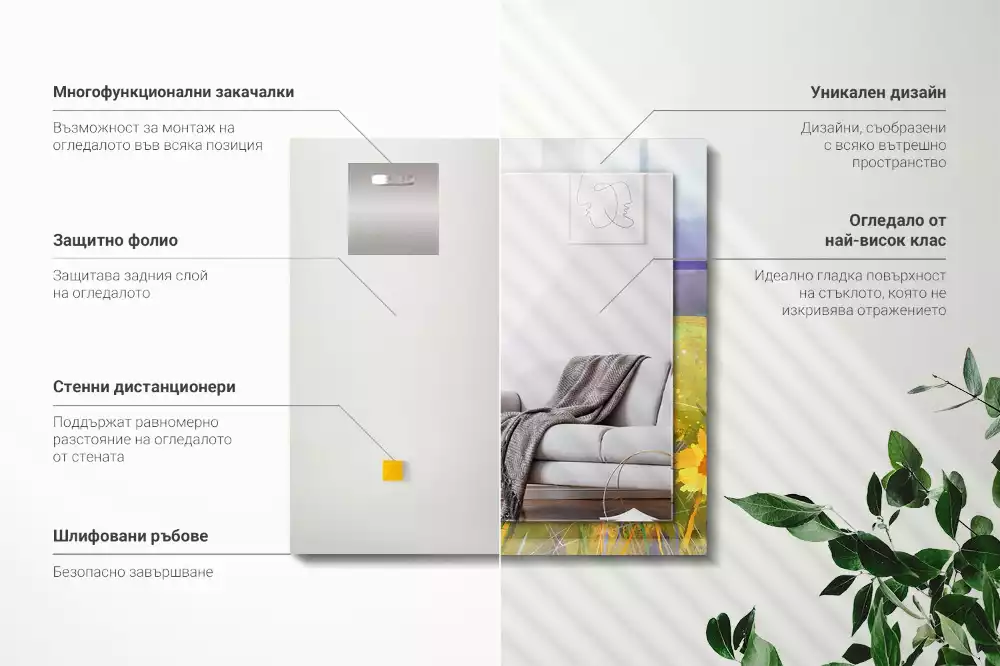 Rechthoekige spiegel met decoratie Zonnebloemveld