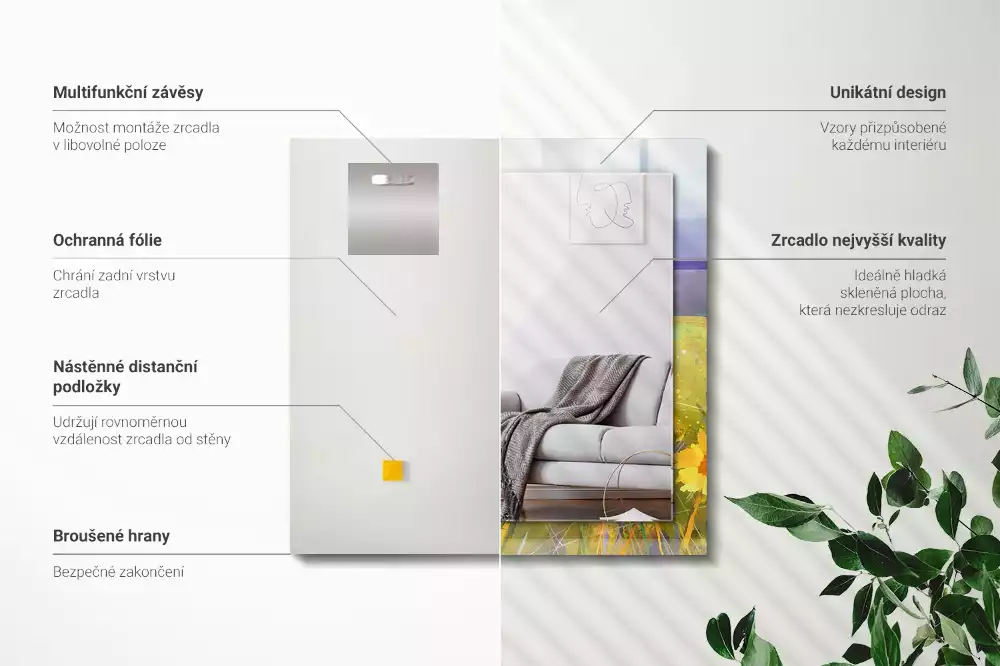 Rechthoekige spiegel met decoratie Zonnebloemveld