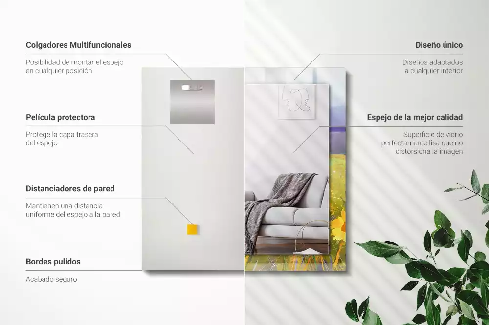 Rechthoekige spiegel met decoratie Zonnebloemveld