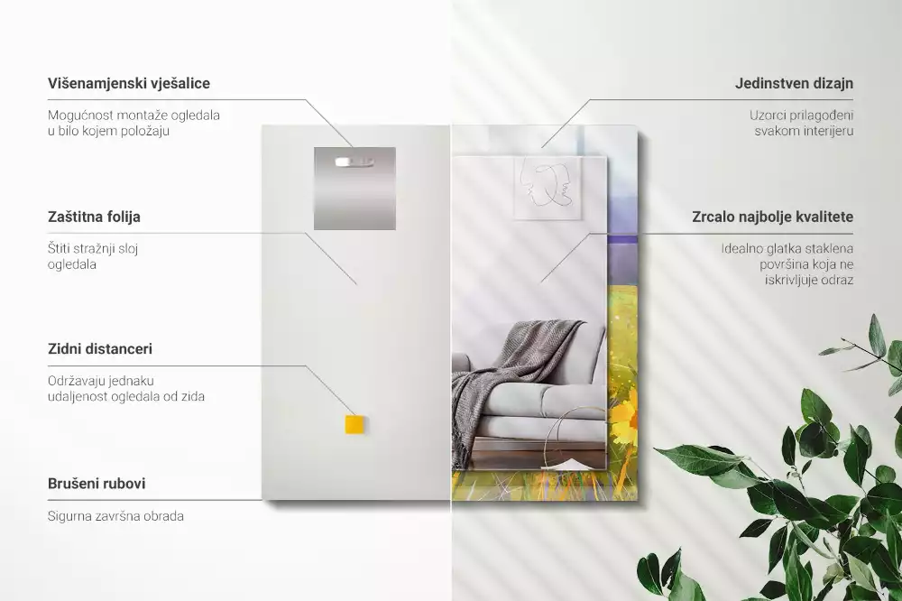 Rechthoekige spiegel met decoratie Zonnebloemveld