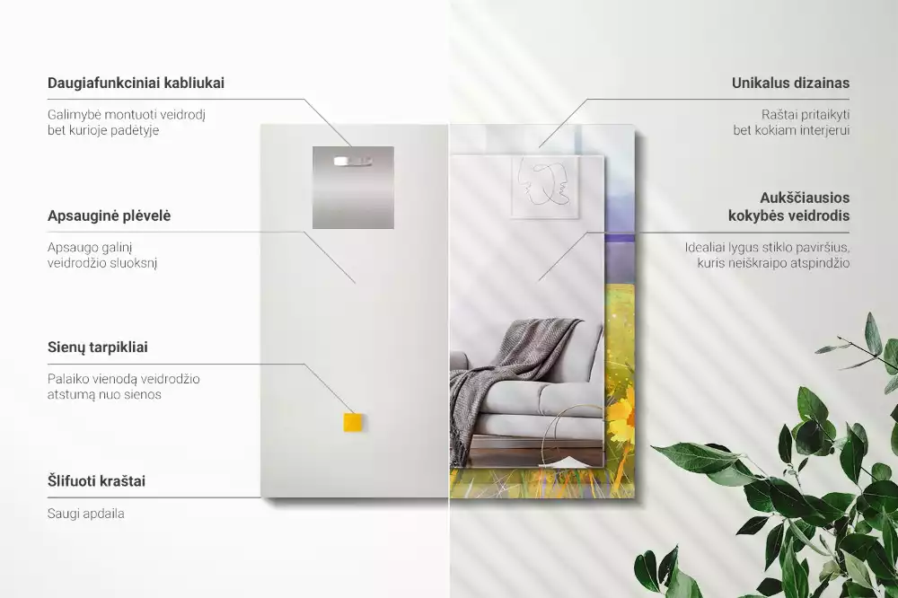 Rechthoekige spiegel met decoratie Zonnebloemveld