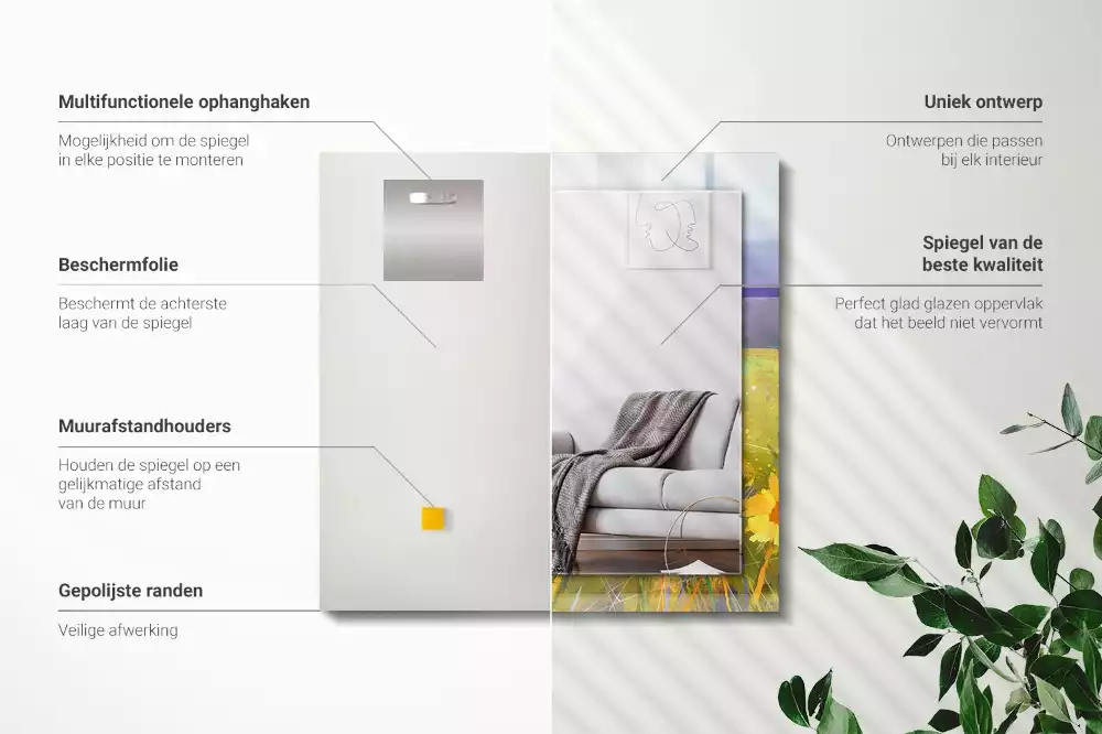 Rechthoekige spiegel met decoratie Zonnebloemveld