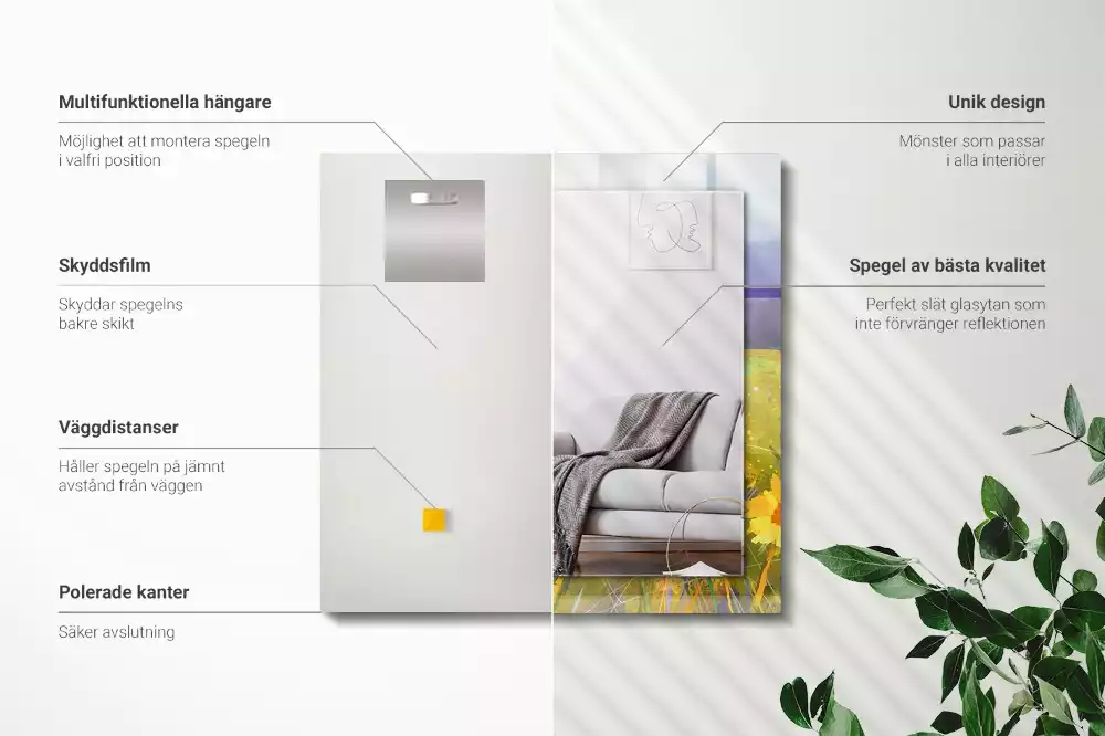 Rechthoekige spiegel met decoratie Zonnebloemveld