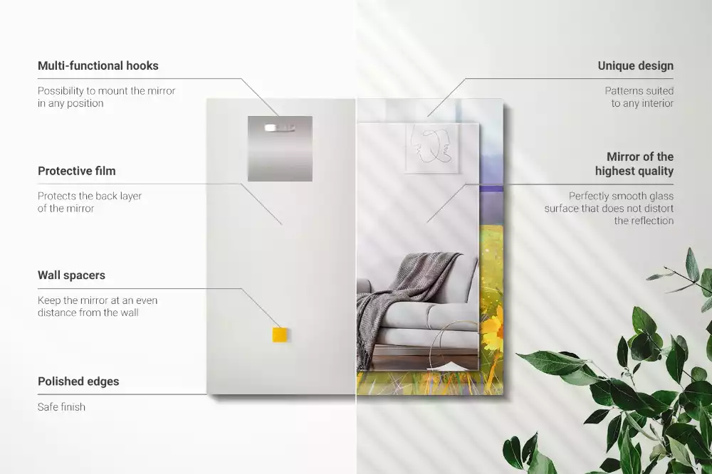 Rechthoekige spiegel met decoratie Zonnebloemveld