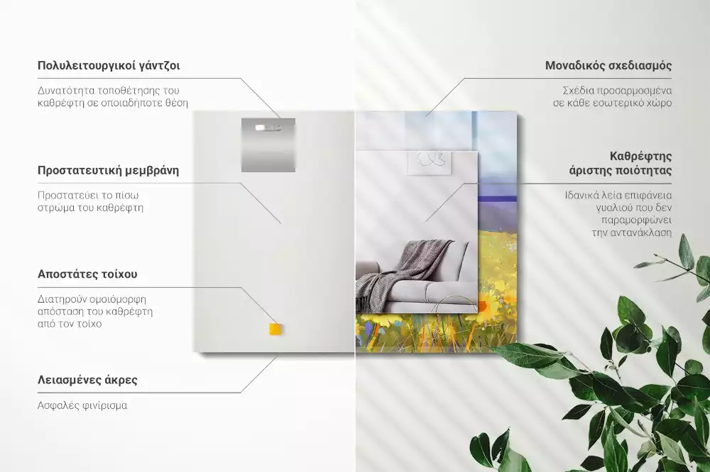 Rechthoekige spiegel met decoratie Zonnebloemveld