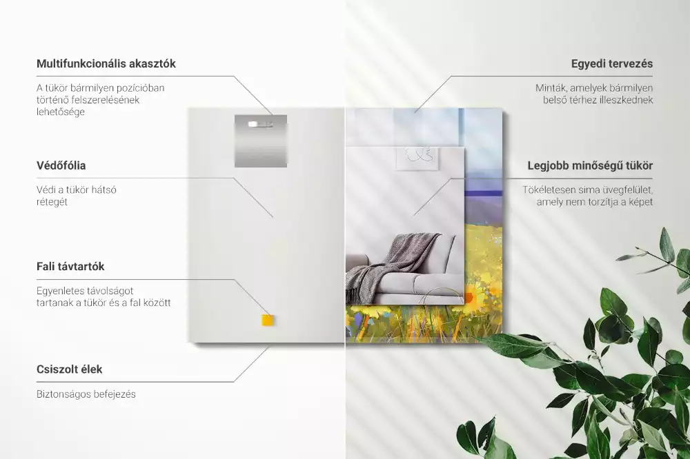 Rechthoekige spiegel met decoratie Zonnebloemveld