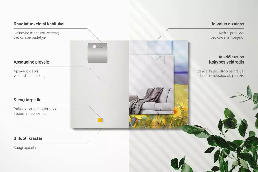 Rechthoekige spiegel met decoratie Zonnebloemveld