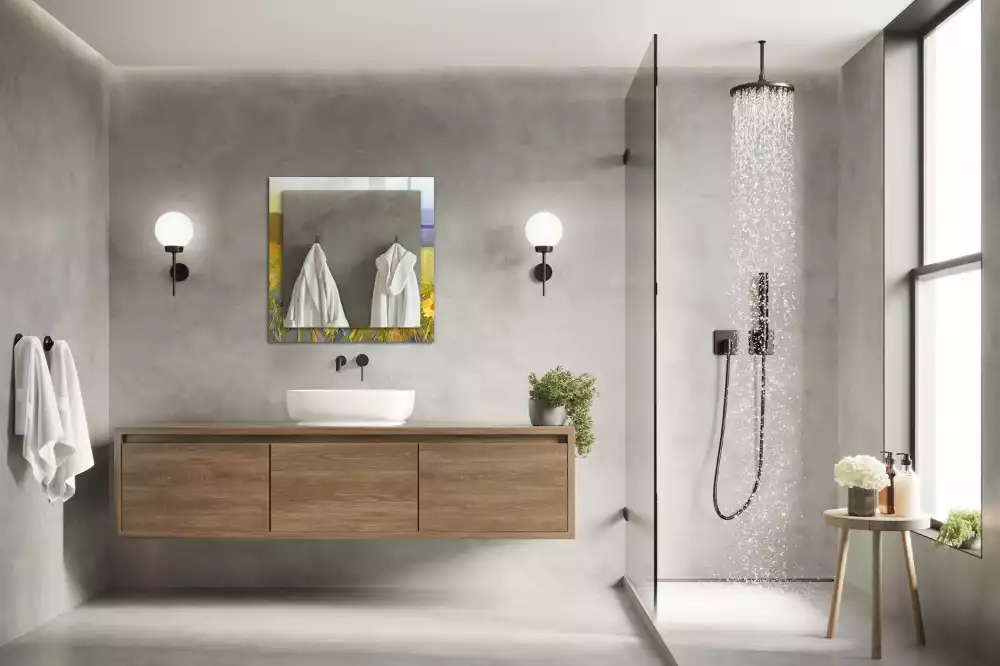 Rechthoekige spiegel met decoratie Zonnebloemveld