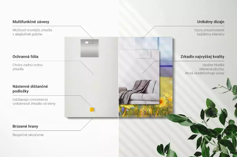 Rechthoekige spiegel met decoratie Zonnebloemveld