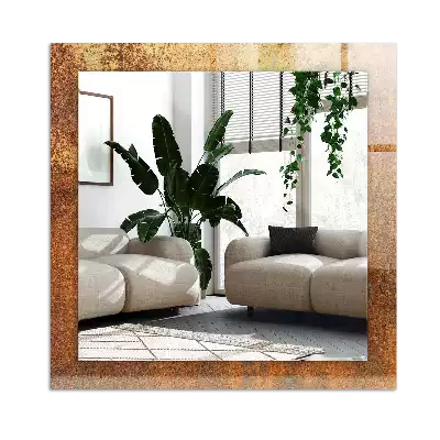 Rechthoekige spiegel lijst met print Modieus roestplaatwerk