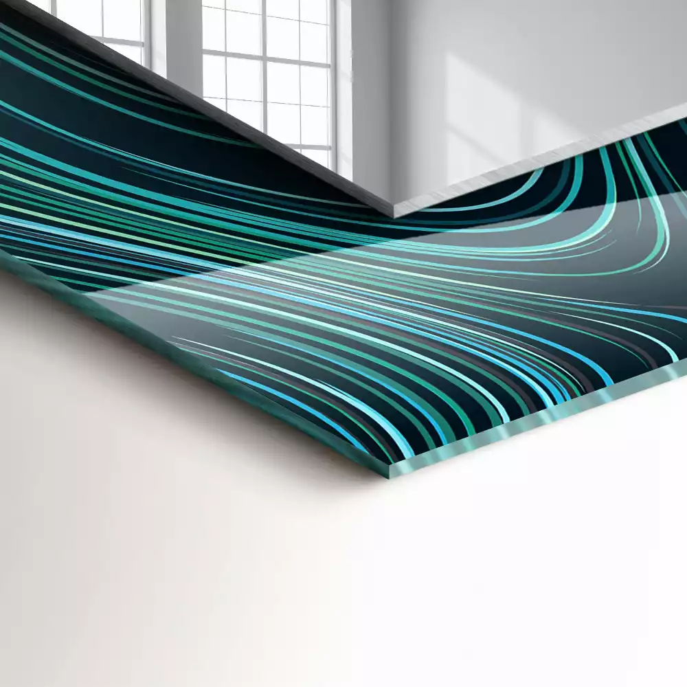 Rechthoekige spiegel met bedrukte lijst Abstracte lijnpatronen