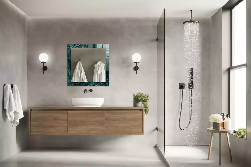 Rechthoekige spiegel met bedrukte lijst Abstracte lijnpatronen