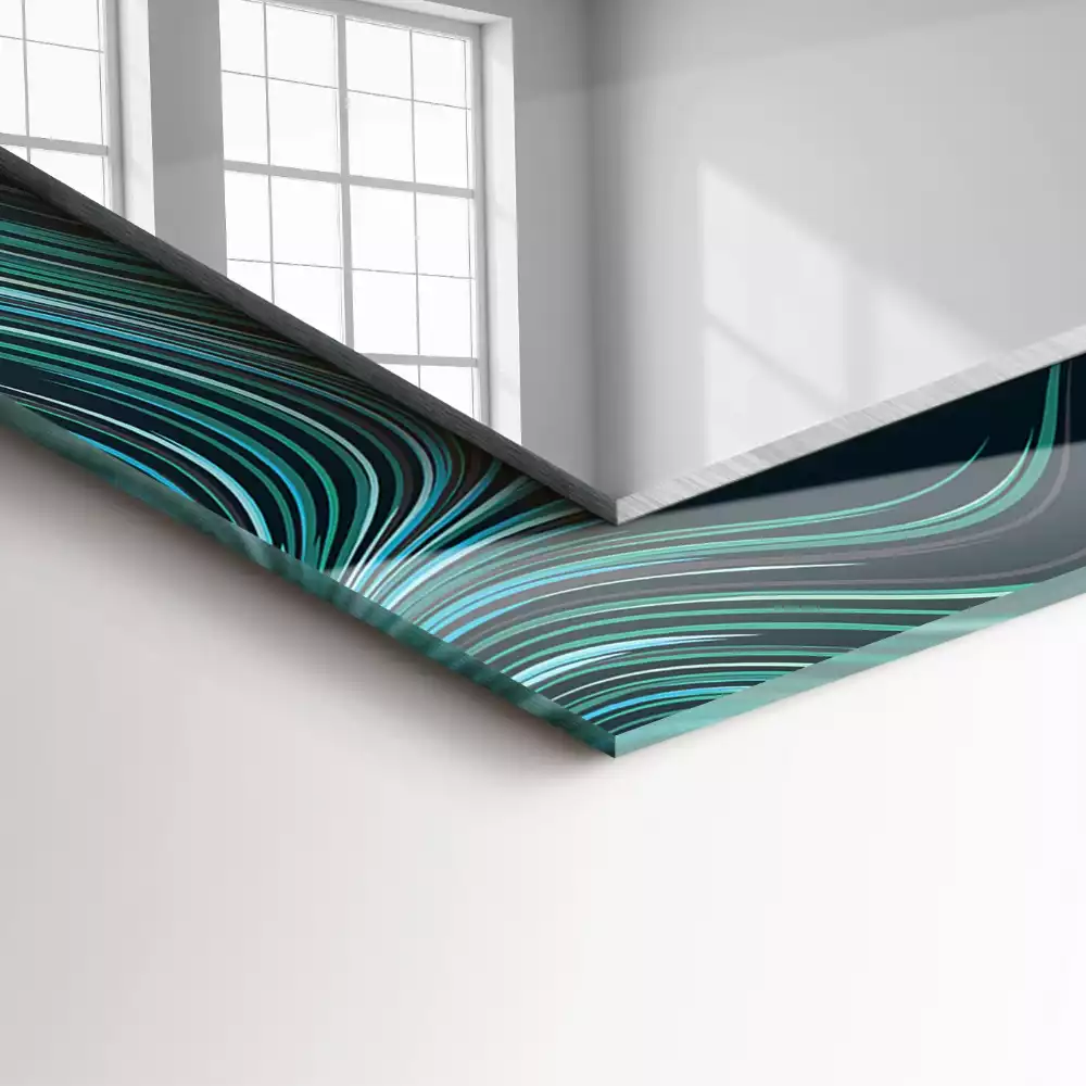 Rechthoekige spiegel met bedrukte lijst Abstracte lijnpatronen