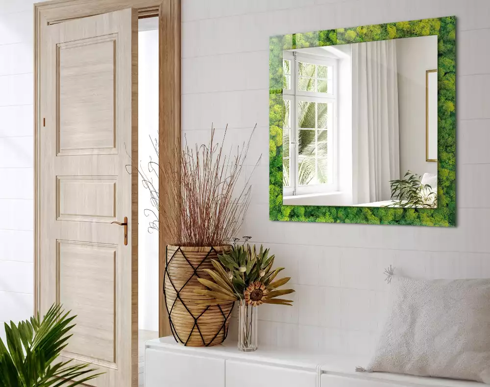 Rechthoekige spiegel met decoratie Groen mos