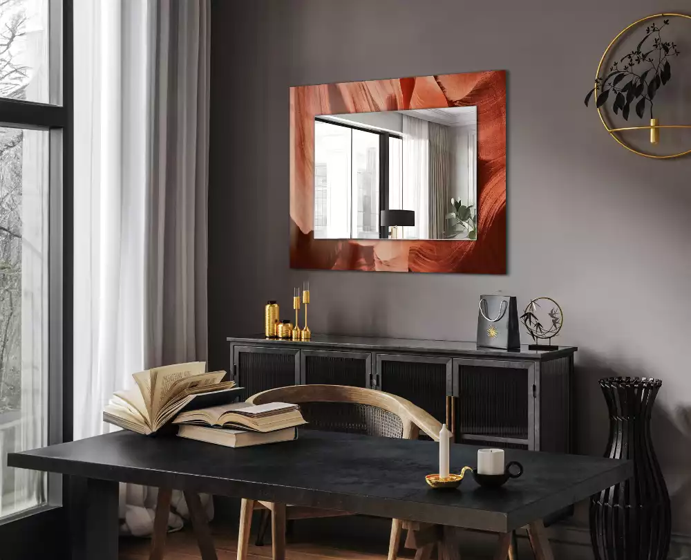 Rechthoekige spiegel lijst met print Woestijn Canyon Rotsen