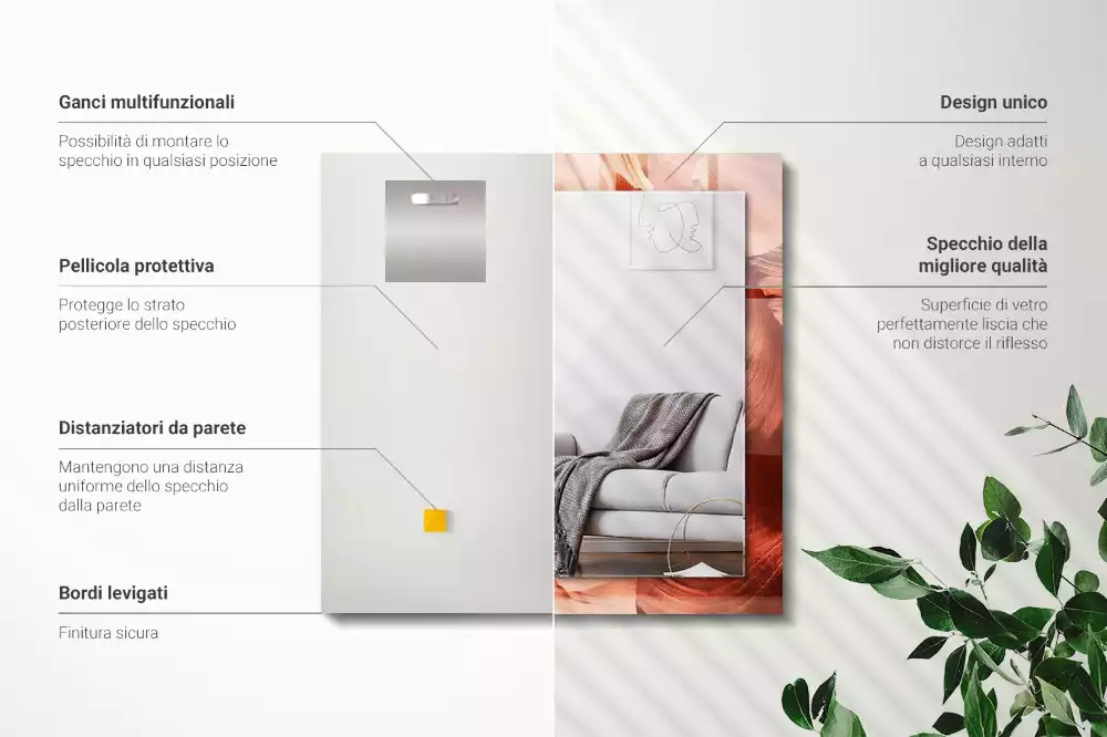 Rechthoekige spiegel lijst met print Woestijn Canyon Rotsen