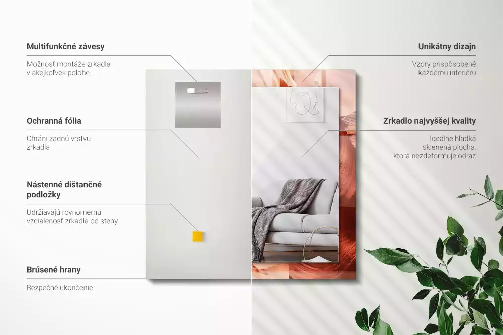 Rechthoekige spiegel lijst met print Woestijn Canyon Rotsen