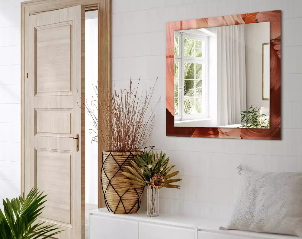 Rechthoekige spiegel lijst met print Woestijn Canyon Rotsen