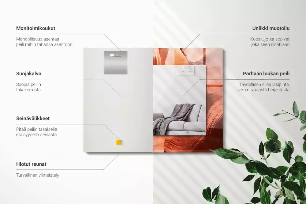 Rechthoekige spiegel lijst met print Woestijn Canyon Rotsen