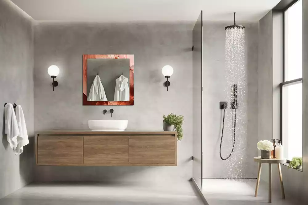 Rechthoekige spiegel lijst met print Woestijn Canyon Rotsen