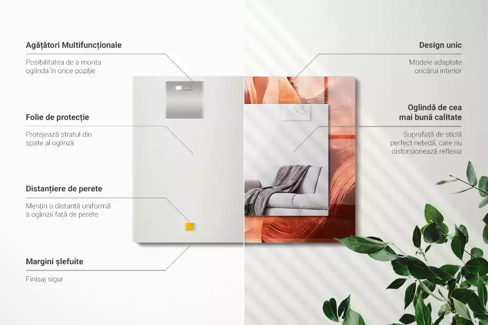 Rechthoekige spiegel lijst met print Woestijn Canyon Rotsen