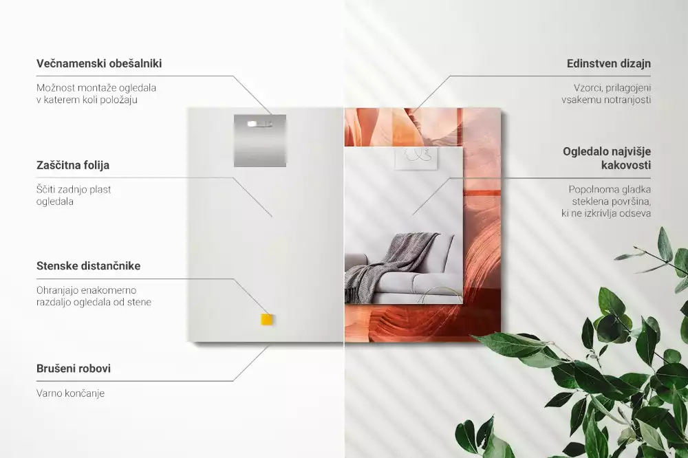 Rechthoekige spiegel lijst met print Woestijn Canyon Rotsen