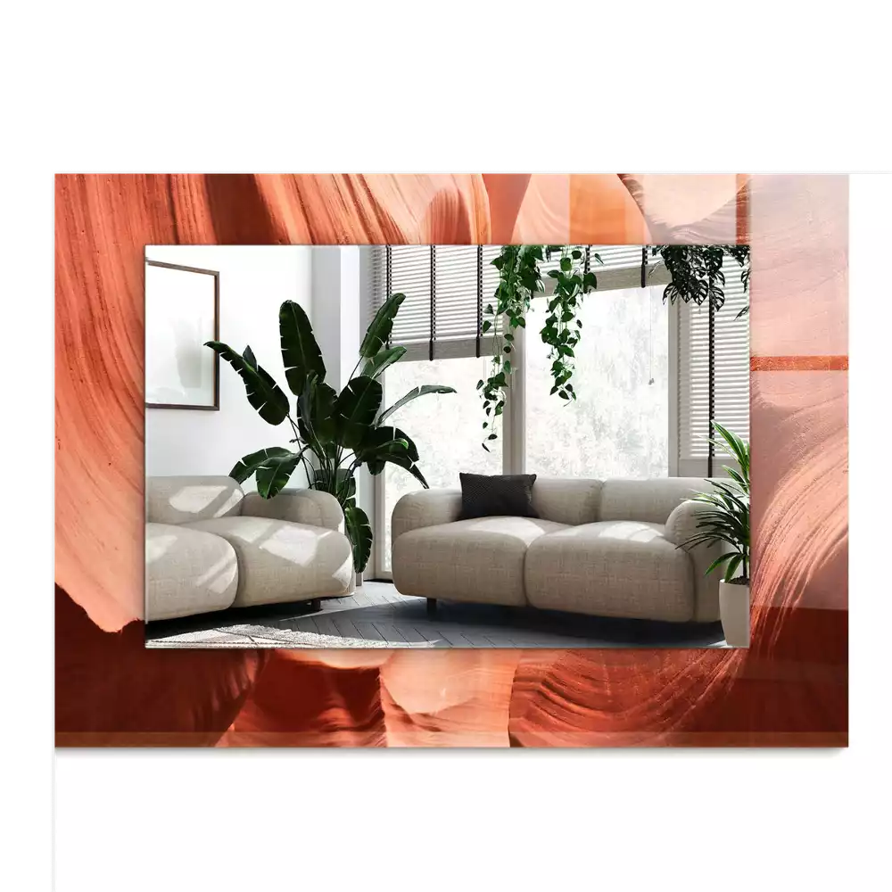 Rechthoekige spiegel lijst met print Woestijn Canyon Rotsen