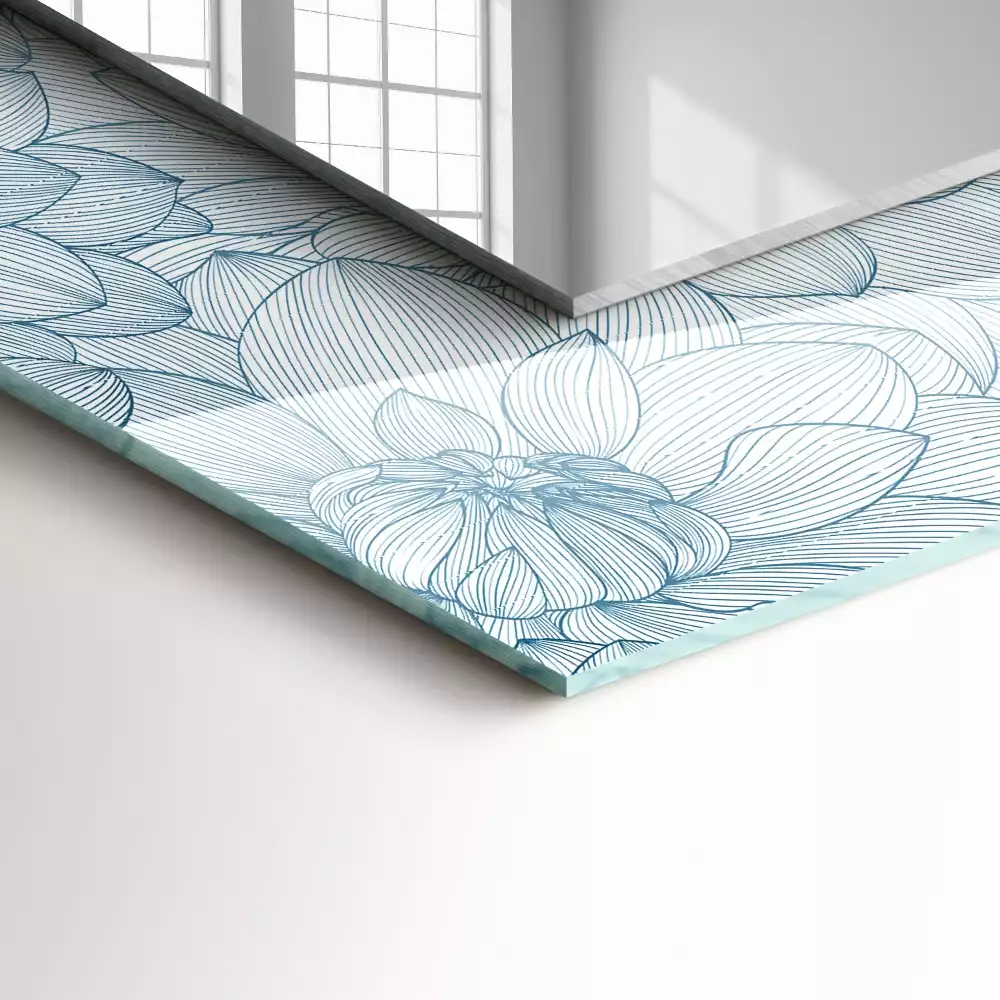 Bedrukte rechthoekige spiegel Bloemenpatroon blauw