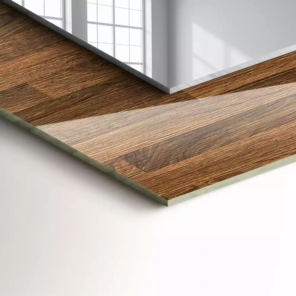 Rechthoekige spiegel met bedrukte lijst Houten panelen