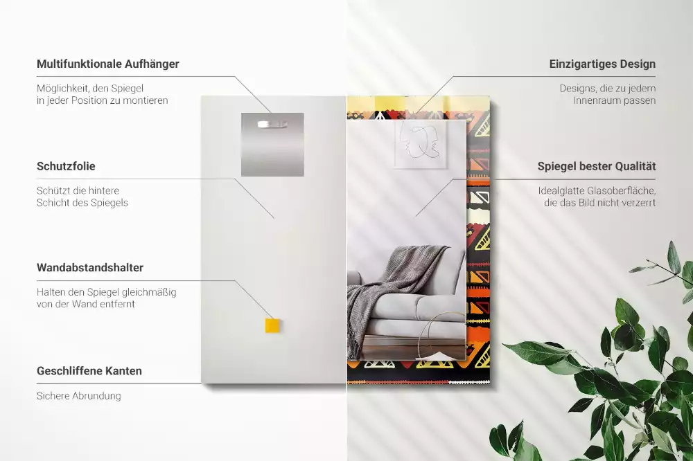 Rechthoekige spiegel met decoratie Kleurrijk etnisch patroon