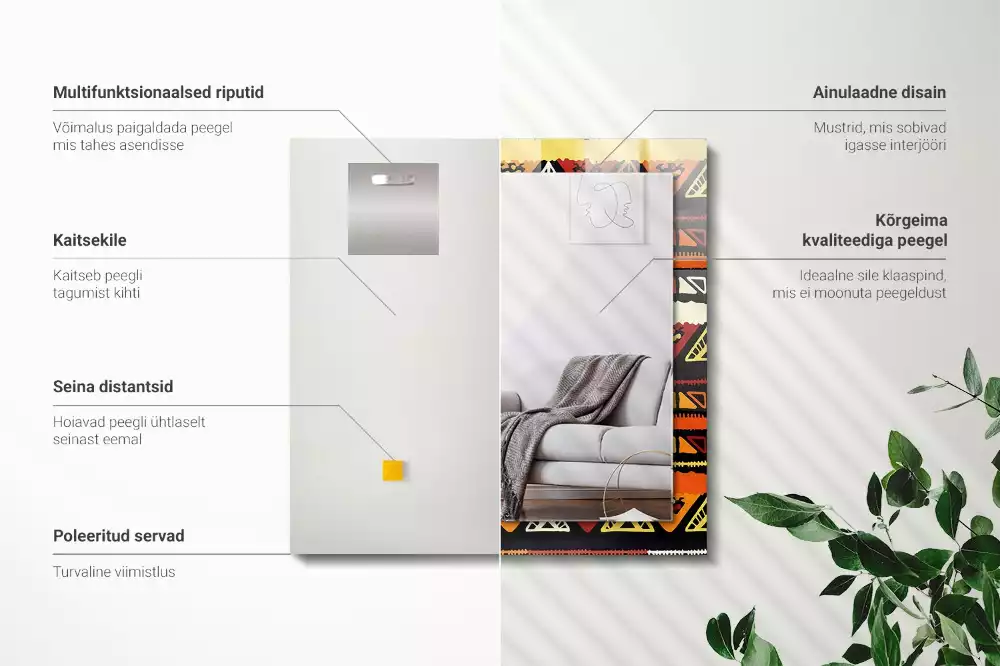 Rechthoekige spiegel met decoratie Kleurrijk etnisch patroon