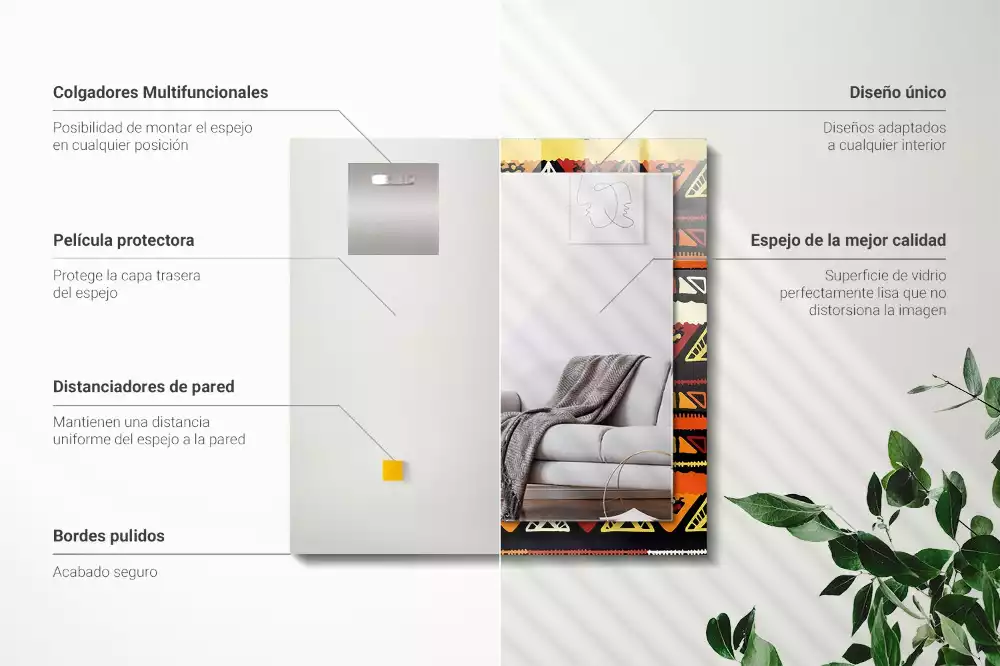 Rechthoekige spiegel met decoratie Kleurrijk etnisch patroon