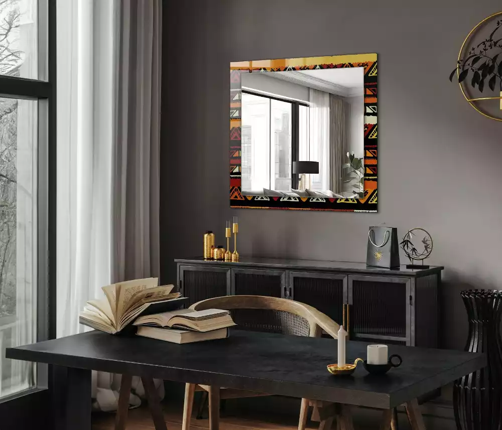 Rechthoekige spiegel met decoratie Kleurrijk etnisch patroon
