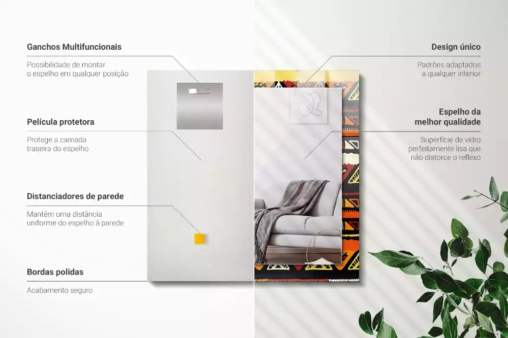 Rechthoekige spiegel met decoratie Kleurrijk etnisch patroon