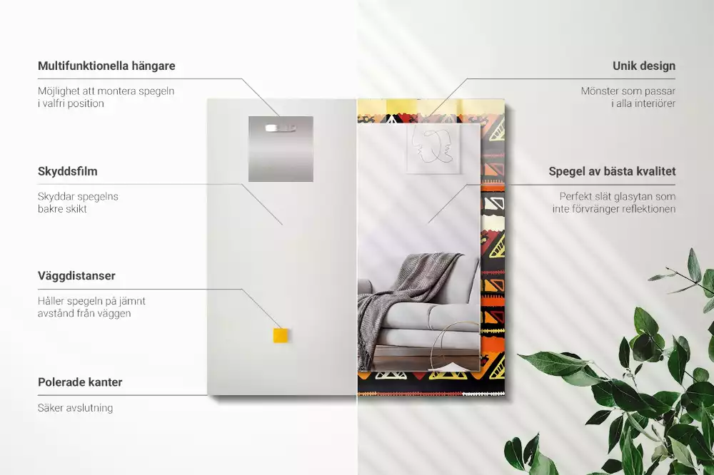 Rechthoekige spiegel met decoratie Kleurrijk etnisch patroon