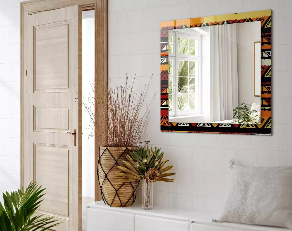 Rechthoekige spiegel met decoratie Kleurrijk etnisch patroon