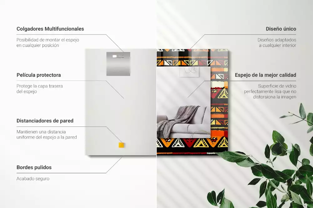 Rechthoekige spiegel met decoratie Kleurrijk etnisch patroon