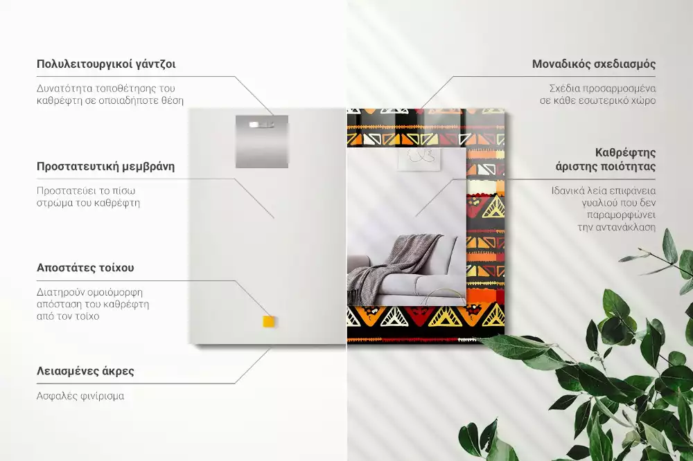 Rechthoekige spiegel met decoratie Kleurrijk etnisch patroon