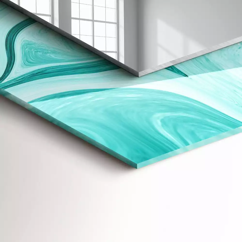 Rechthoekige spiegel lijst met print Abstract marmerpatroon