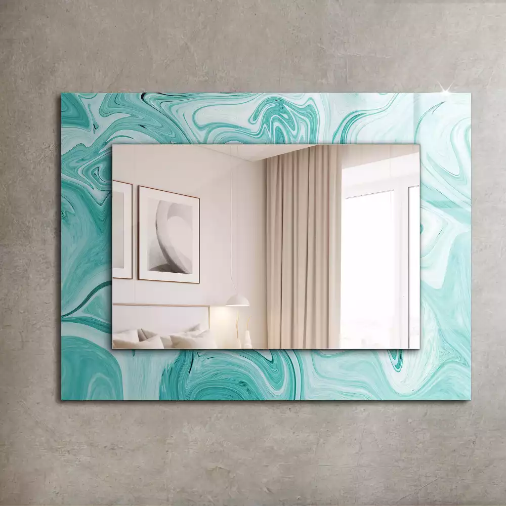 Rechthoekige spiegel lijst met print Abstract marmerpatroon