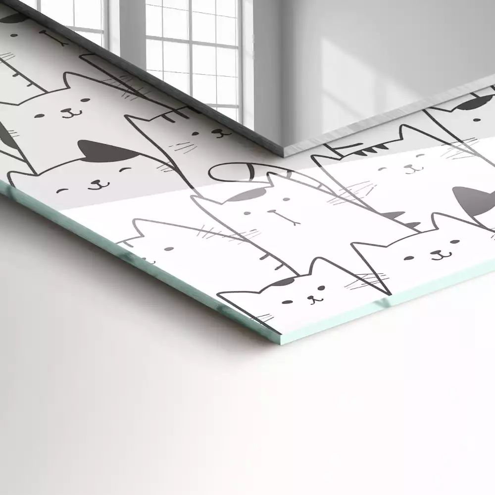 Bedrukte rechthoekige spiegel blije katten