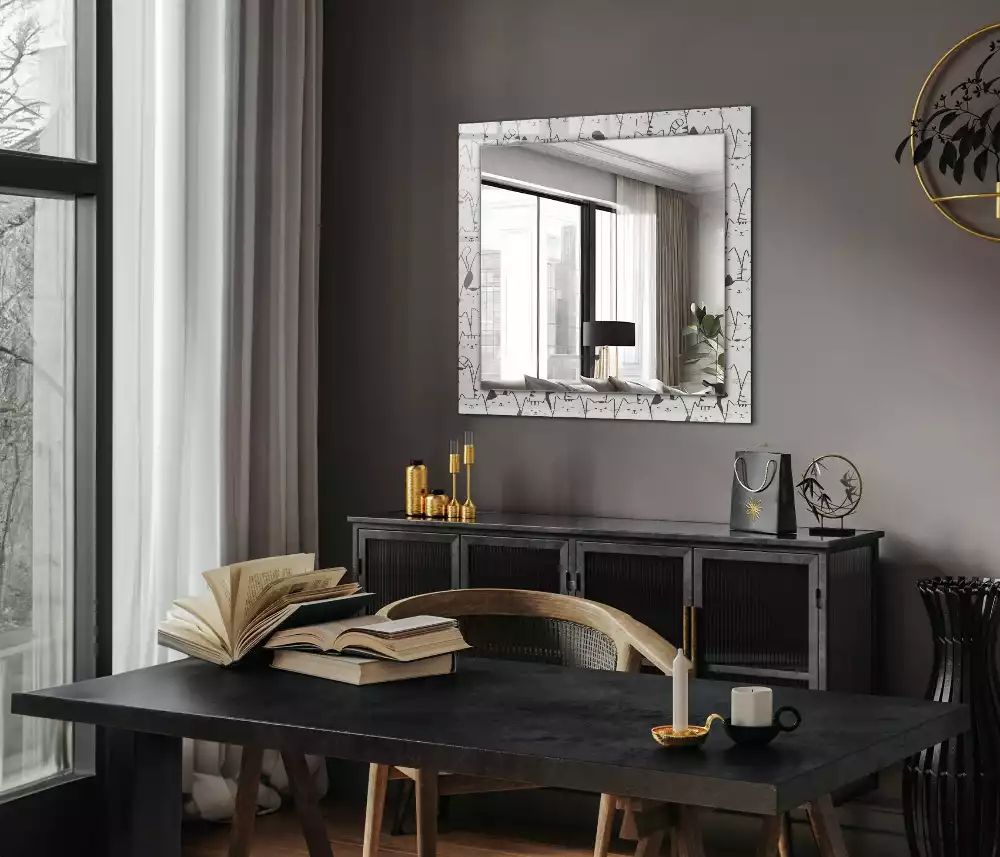 Bedrukte rechthoekige spiegel blije katten