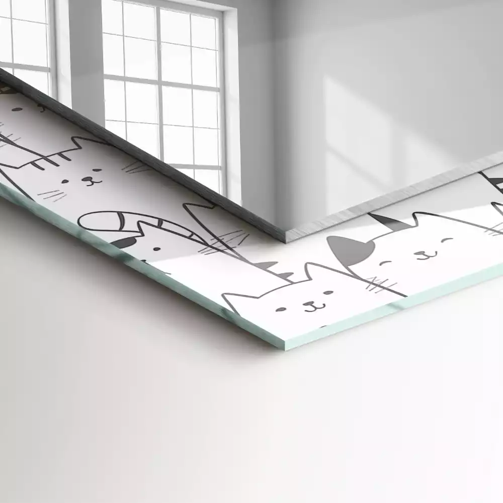 Bedrukte rechthoekige spiegel blije katten