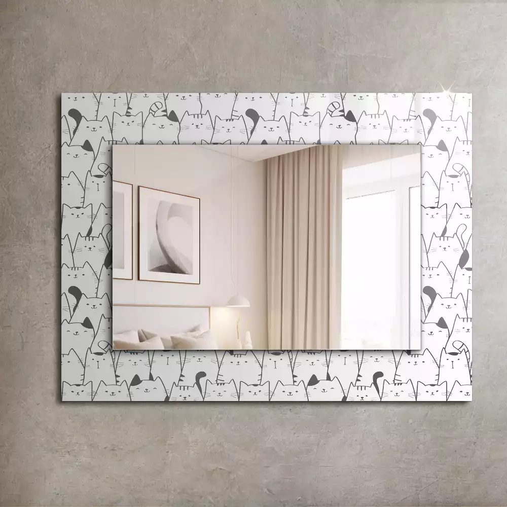 Bedrukte rechthoekige spiegel blije katten