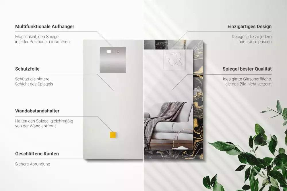 Rechthoekige spiegel met decoratie Abstract marmerpatroon