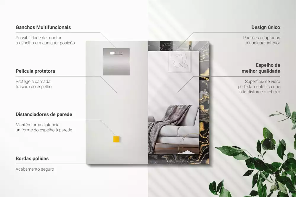 Rechthoekige spiegel met decoratie Abstract marmerpatroon